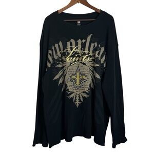 NFL Proline New Orleans Saints Black Long Sleeve Shirt Waffle Knit